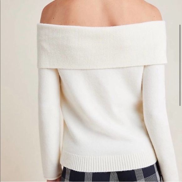 Anthropologie Shelby Off Shoulder Cream Sweater - Picture 3 of 7